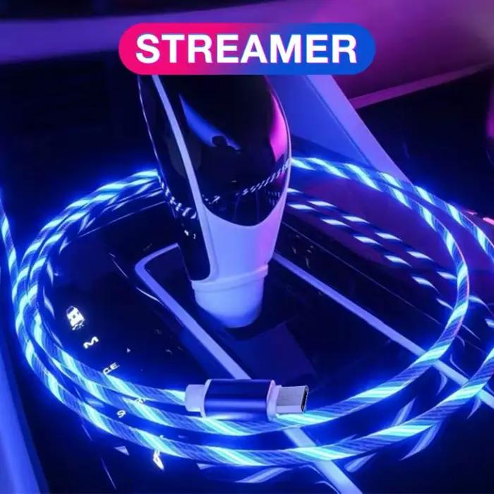 Câble LED Lumineux en Aluminium et PVC pour Appareils Intelligents avec Connexion USB C et Micro USB Occasions Spéciales Recharge Élégante