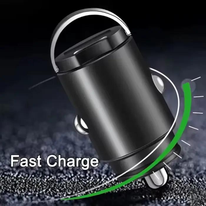 Mini chargeur de voiture à chargement rapide pour iPhone, QC3.0, mini chargeur USB Type C pour téléphone portable, compatible avec Xiaomi, Samsung et Huawei.