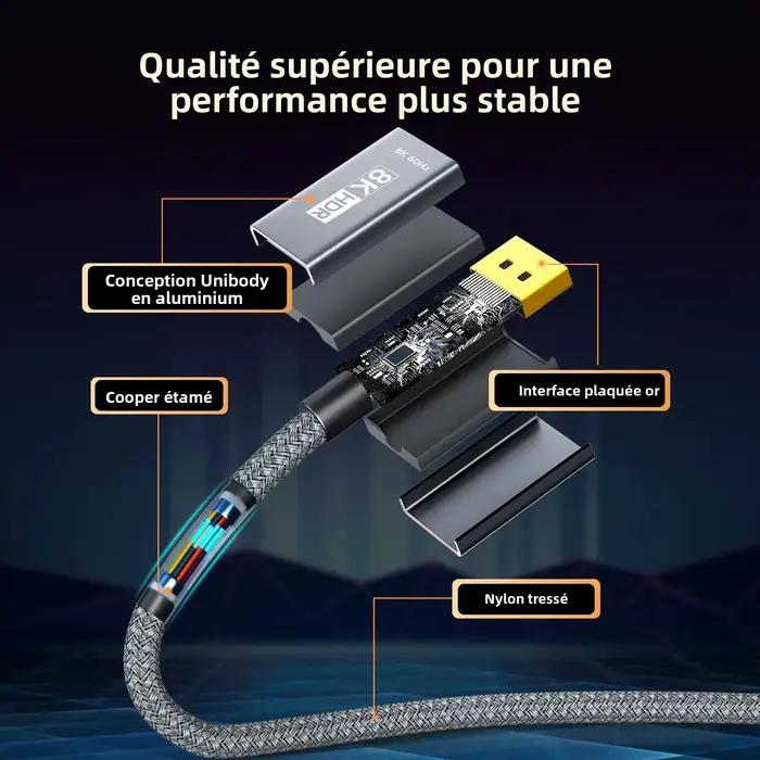 Câble USB C vers DisplayPort 1.4 8K60Hz 4K144Hz