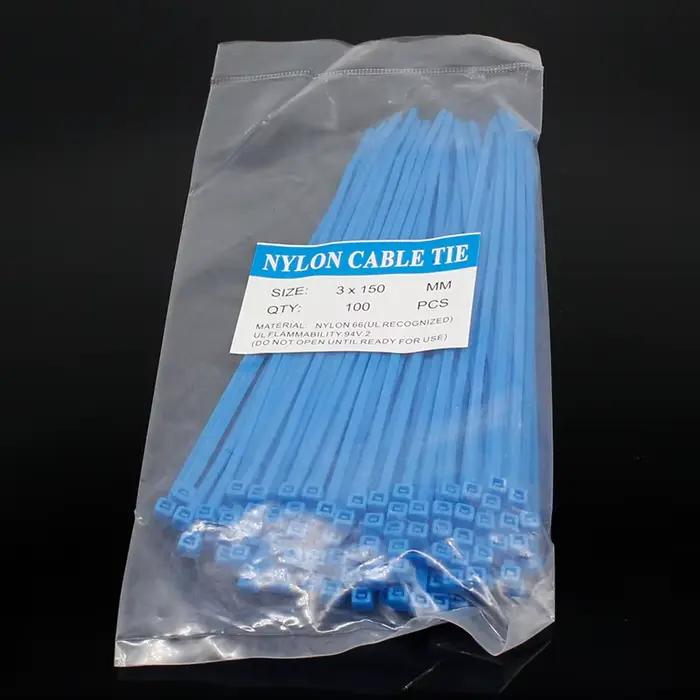 100pcs 3X150MM autobloquant Câble Zi p Ties.ca ble ties Blanc Noir Rouge Bleu Jaune Nylon Fil couleur