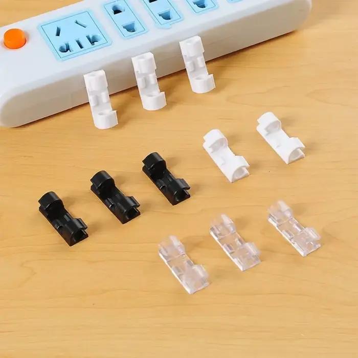 5/20 pièces – Clips de gestion de câbles autocollants en plastique transparent