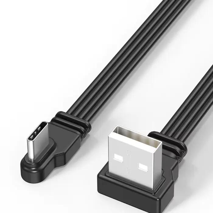 Câble USB vers Type C répartiteur coudé haut bas gauche droite charge et synchronisation données plat câble de données pour smartphone tablette occasions spéciales