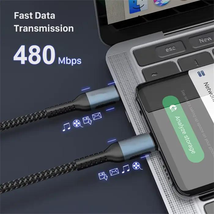 Câble USB C vers USB Type C pour MacBook Pro Charge rapide 4.0 PD 100W 5A