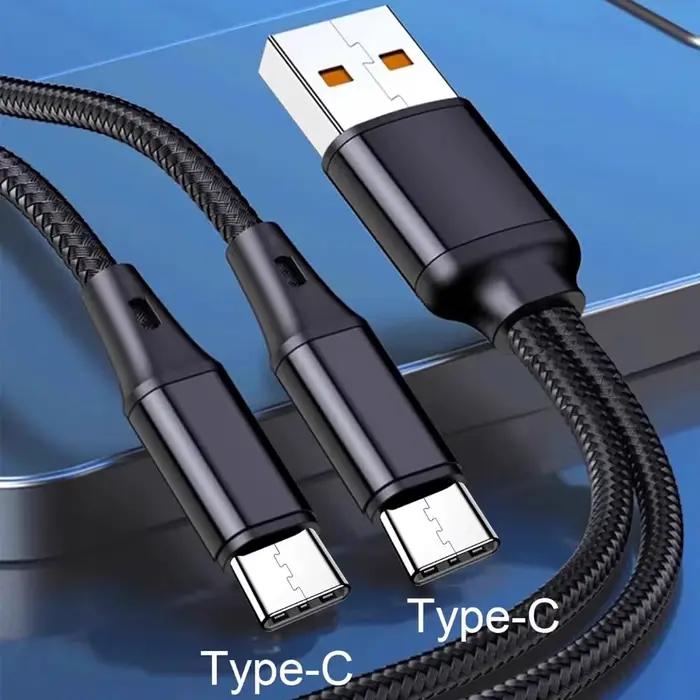 Câble de chargement multiple USB 2 en 1, cordon de téléphone multiple USB C