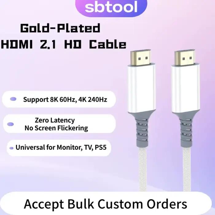 Câble HDMI 2.1 1M/2M/3M Blanc 8K 60Hz 4K 240Hz