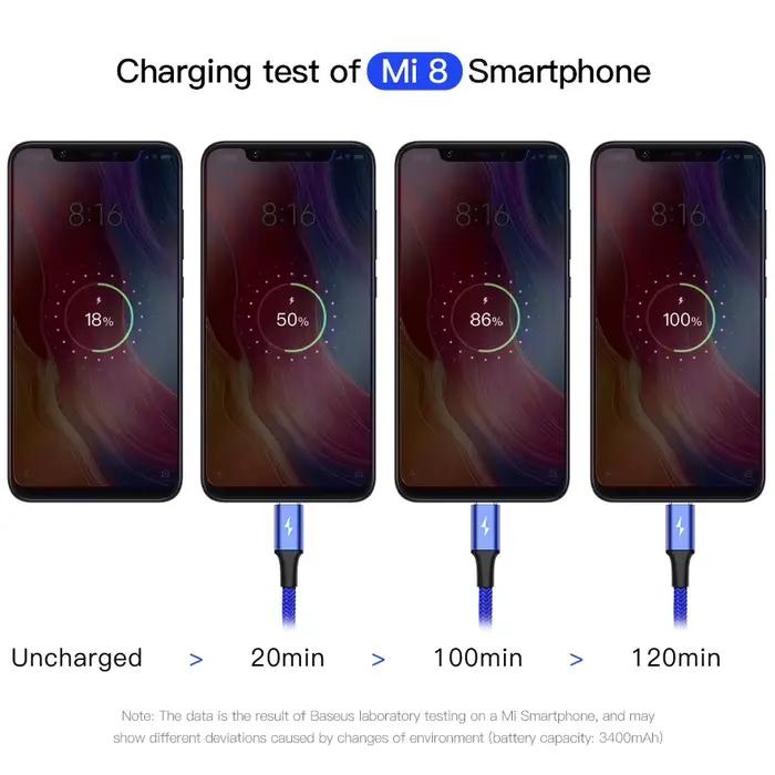 Baseus – câble USB Micro et Type C 3 en 1 pour recharge