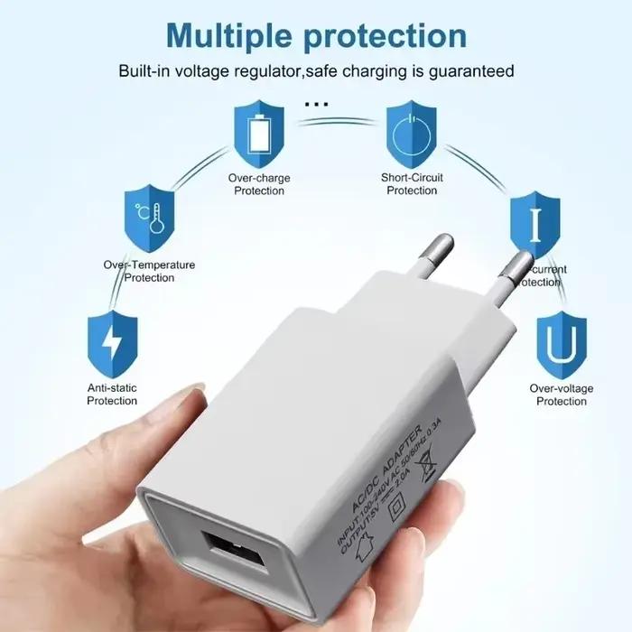 Chargeur USB 5V 2A, adaptateur d'alimentation universel de voyage pour téléphone portable