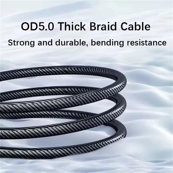 Câble de charge ultra rapide 120W pour téléphone avec affichage LED en tresse robuste pour charge rapide et protection de la batterie - noir et beige - 1m et 2m