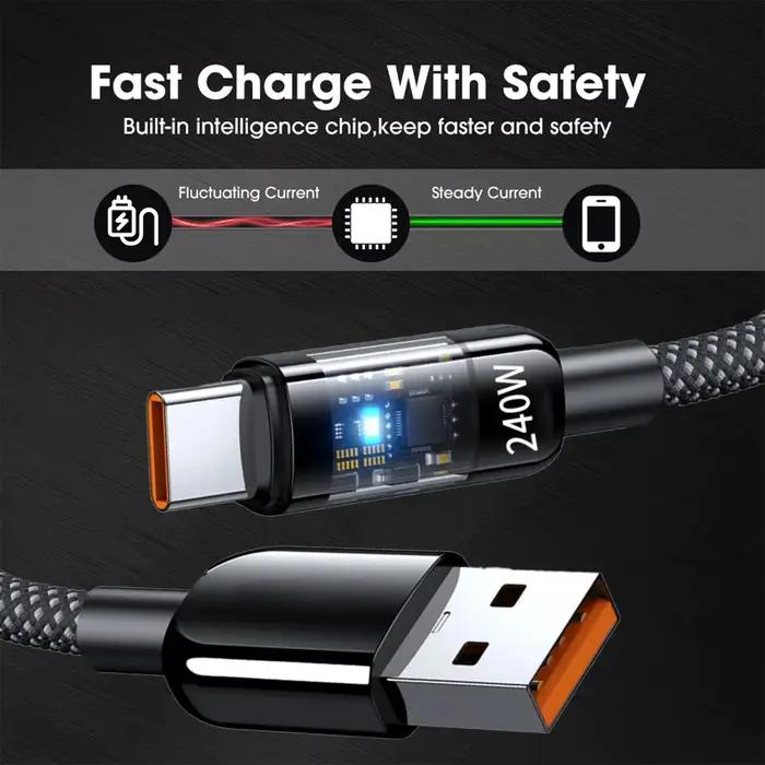 Câble de charge Super rapide USB vers Type C 240W QC 3.0