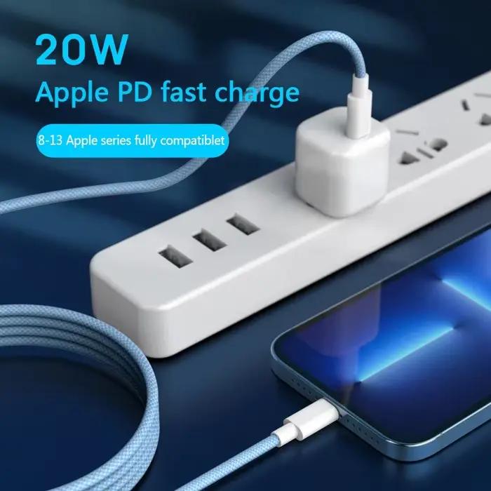 Câble USB C pour iPhone 14 13 12 11 Pro Max Mini XS XR iPad PD 20W cordon de données de charge rapide