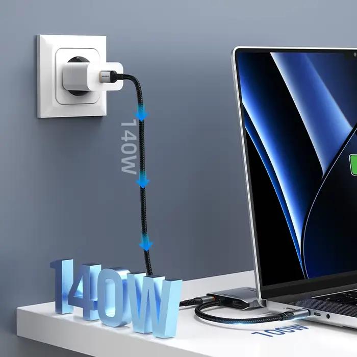 CABLETIME USB C HUB 4K 60Hz 5 en 1 hub de type C adaptateur double HDMI USB C 3.2 PD140W station d'accueil pour ordinateur portable MacBook Pro Air occasions professionnelles créatives