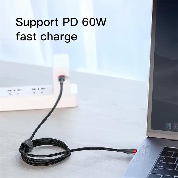 Câble Baseus USB C vers USB Type C rapide pour MacBook Pro Samsung Xiaomi charge rapide 60W PD certifié CE FCC ROHS 3,5m rouge