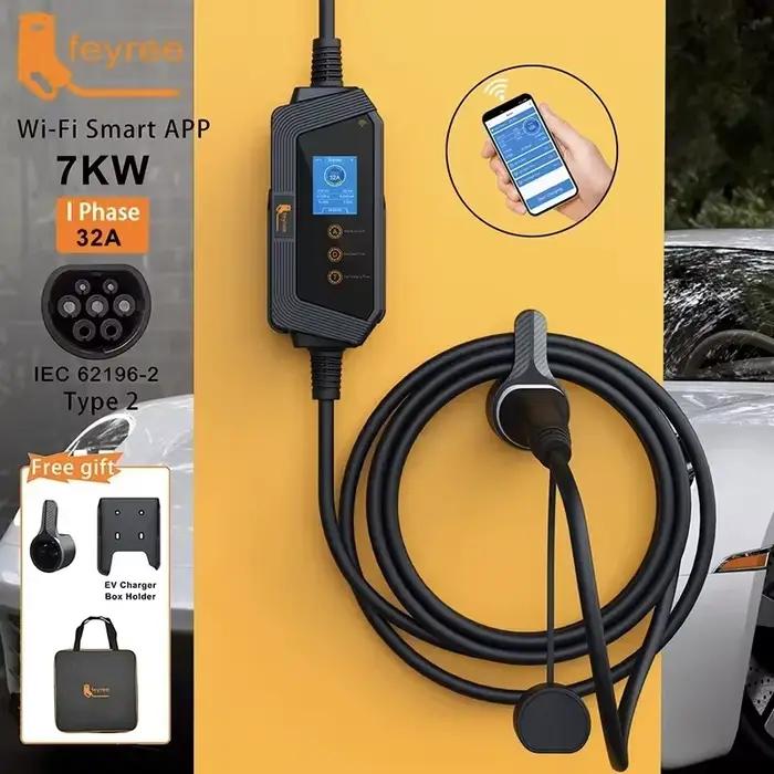 Feyree EV chargeur Type2 32A 7kW charge rapide application intelligente contrôle Wi-Fi boîte
