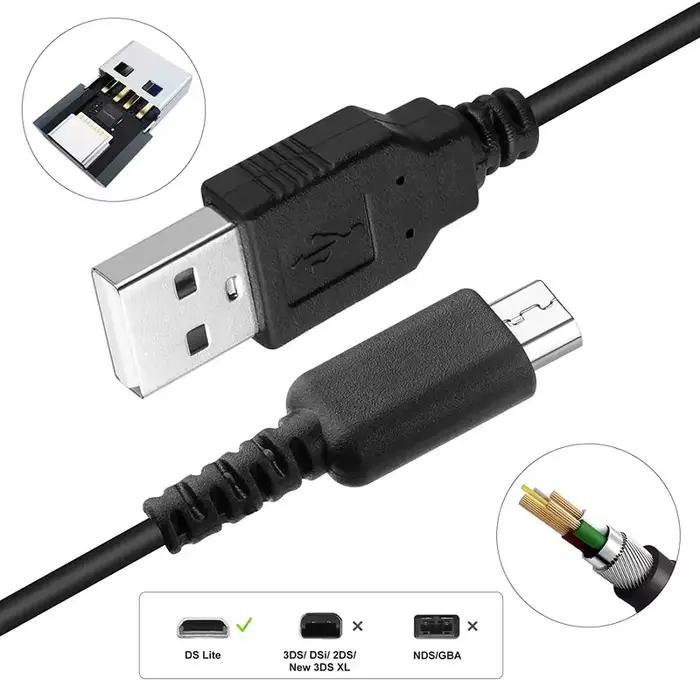 Câble de chargeur DS Lite, adaptateur secteur pour Nintendo DS NDSI 3DS 2DS XL/LL New 3DS XL/3DS XL 2ds xl 2ds Fil de cordon de charge de ligne pour Nintendo DS Lite DSL NDSL 1,2 m