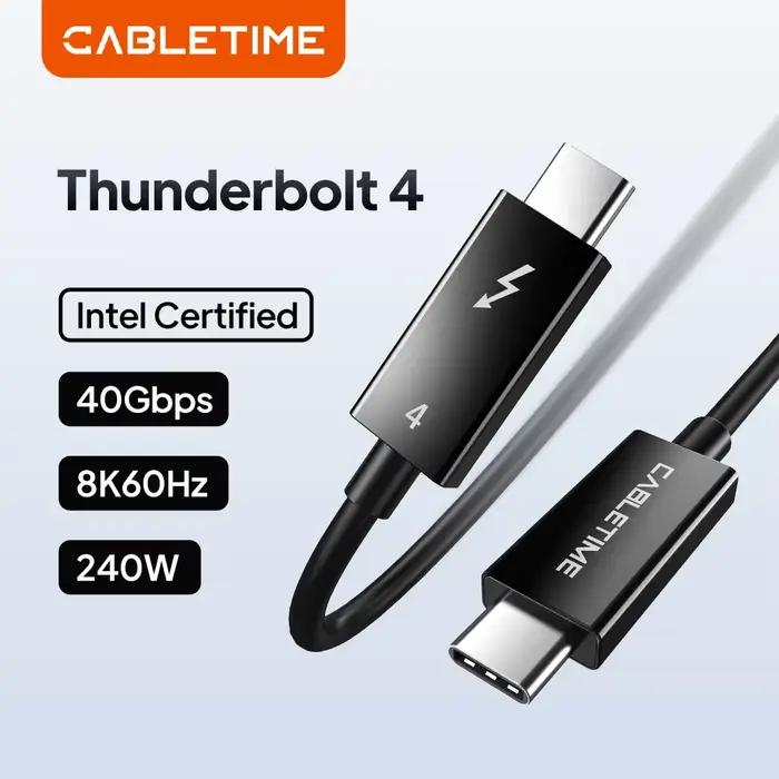 Câble Thunderbolt 4 USB Type C 40Gbps 100W Compatible avec MacBook Pro Dell XPS Stations d'accueil et consoles de jeu pour une connexion numérique fluide et hautement performante