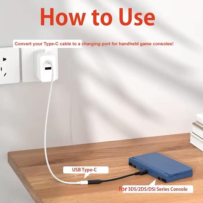 Câble de chargement USB type-C pour Nintendo 3DS 2DS DSi chargeur rapide sécurisé pour jeu nocturne occasions spéciales