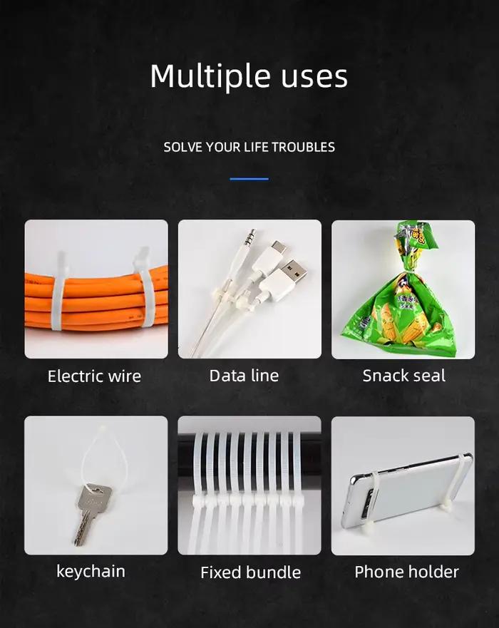 500 pièces attaches de câble 3x60 3x80 3x100 3x120 3x150 largeur 1.9mm auto-verrouillage en plastique Nylon fil