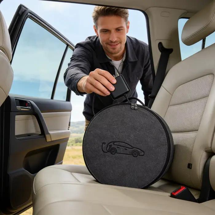 Etui de rangement en feutre pour chargeur de véhicule électrique sac organisateur de câble de charge pour voiture pour femmes hommes usage extérieur voyage