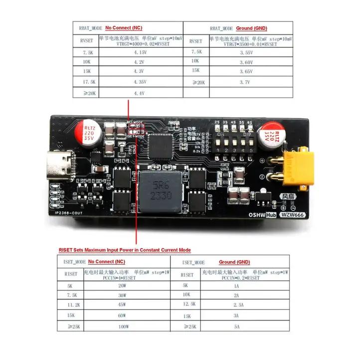 Chargeur bidirectionnel IP2368 100W pour batteries Li-ion et LiFePO4 2S à 6S pour outils électriques drones et voitures radio-commandées