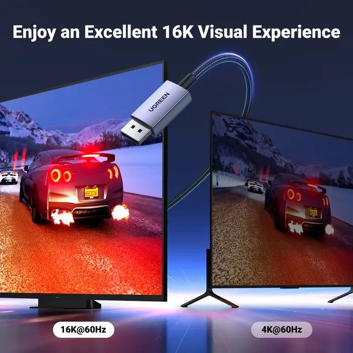 Câble Displayport 8K DP1.4 4K 144Hz UGREEN pour Moniteurs Projecteurs Téléviseurs Gaming Haute Résolution Multimédia