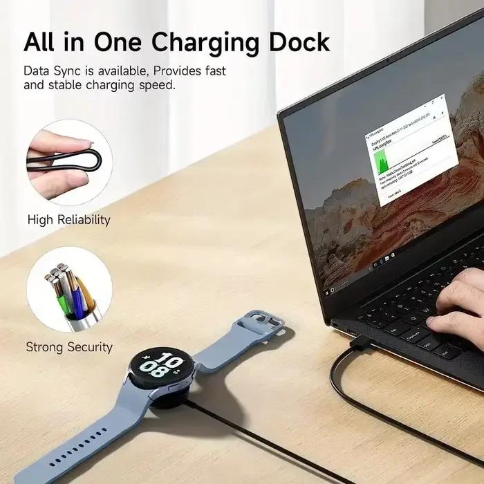 Chargeur magnétique sans fil 2026 pour Samsung Galaxy Watch 8/7/6/5 Pro/5/4/3 Active2 – Station de charge rapide portable pour montre