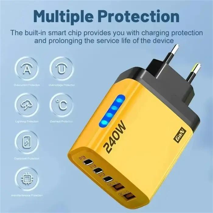 240W 5 Ports USB PD chargeur Type C Charge rapide chargeurs de téléphone USB adaptateur