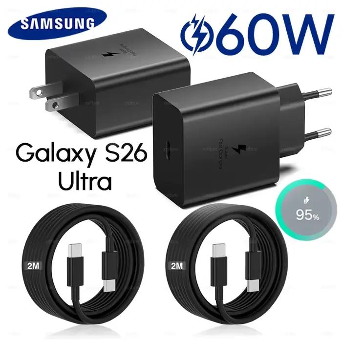 Chargeur Original Samsung S26 Ultra 60W Adaptateur PD Type C Prise EU Charge Rapide Samsung S25+ S25 S24 S23 S22 Ultra A57 Tab S10 S9 Occasions Spéciales Recharge Rapide Sécurité Durabilité Occasions Usage Connectivité