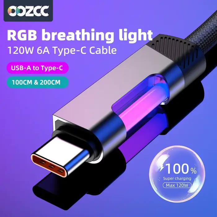 Câble de charge rapide RVB avec lumière ambiante RVB SnapUSB Type C pour smartphones et ordinateurs portables occasions spéciales