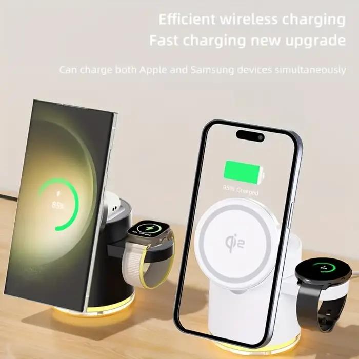 Station de charge rapide pliable 4 en 1 Qi2 15W Chargeur sans fil magnétique pour MagSafe iPhone16/15/14/13/12 Apple Watch AirPods Pro