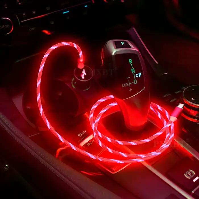 Câble LED Lumineux en Aluminium et PVC pour Appareils Intelligents avec Connexion USB C et Micro USB Occasions Spéciales Recharge Élégante