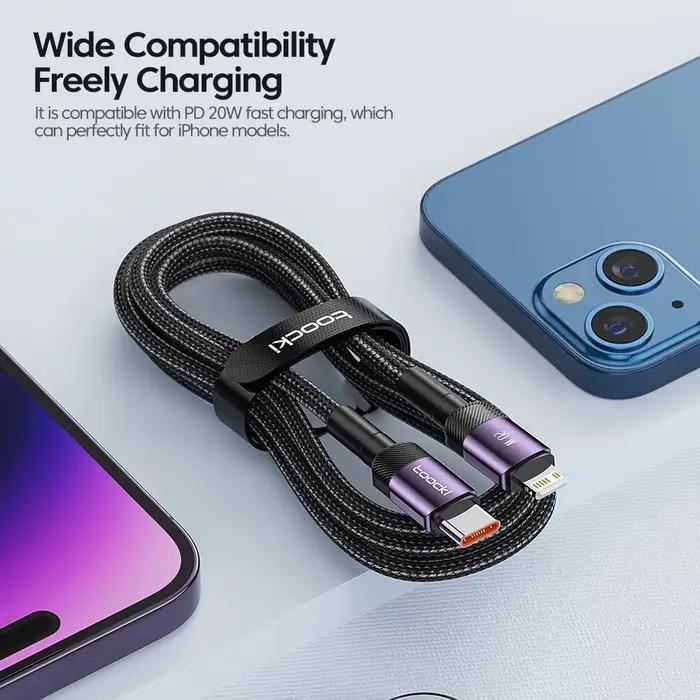 Toocki PD 27W USB C vers câble iP pour iPhone 14 13 12 11 Pro XS Type C