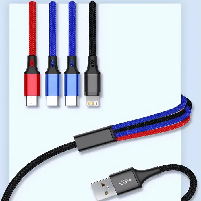 Câble de chargeur multiple 4 en 1 pour iPhone 15 14 13Pro Max Mini 3 en 1