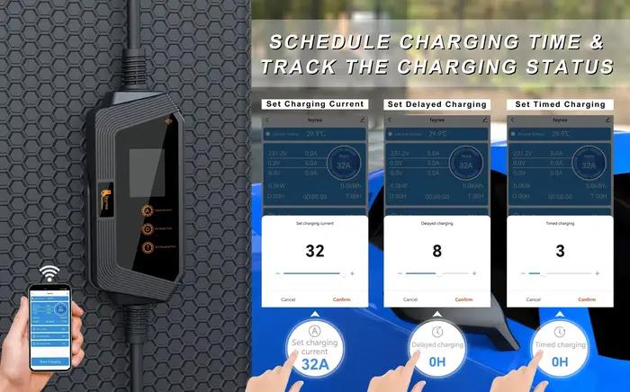 Feyree EV chargeur Type2 32A 7kW charge rapide application intelligente contrôle Wi-Fi boîte