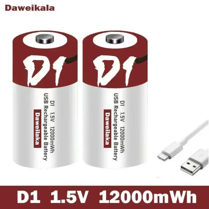 Batterie au lithium rechargeable USB-C de taille D 12000 mWh avec câble