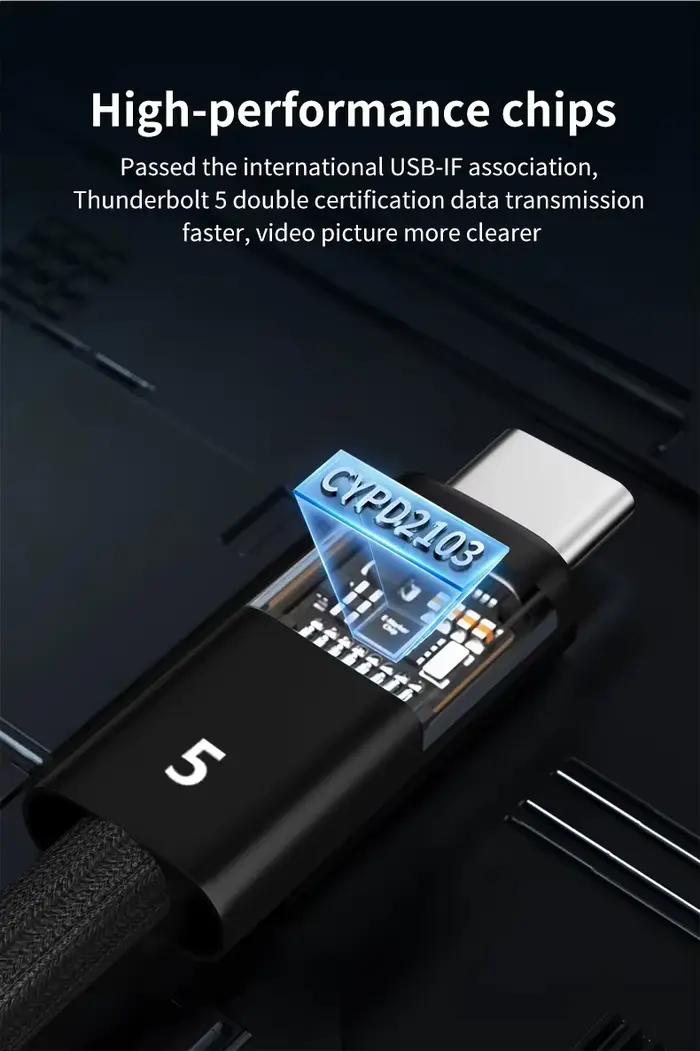 Thunderbolt 5 Câble de Données Pleine Fonction USB C vers USB C Charge Rapide PD 240W 16K 60Hz Sortie Vidéo Transmission Fonctionnelle 80Gbps Occasions Spéciales
