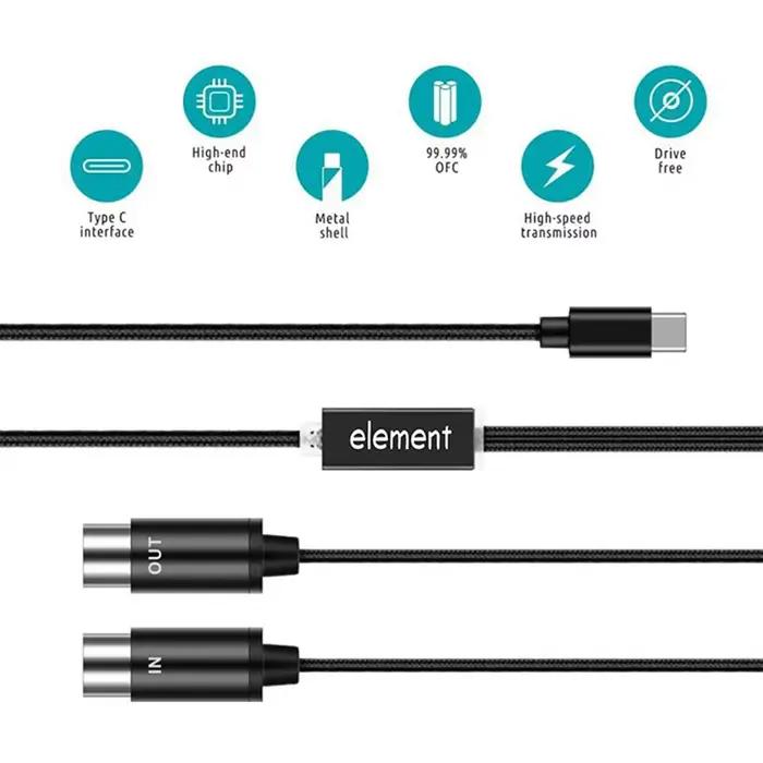 Câble USB type C, convertisseur avec voyant lumineux pour ordinateur d'orgue électronique
