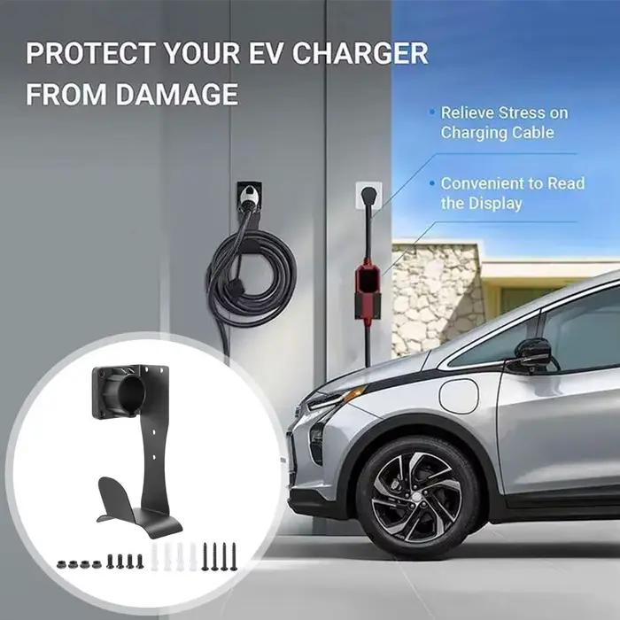 Support de chargeur mural en acier inoxydable beige pour véhicules électriques stabilisateur de câbles de charge station de recharge pour chargeurs de voiture électrique