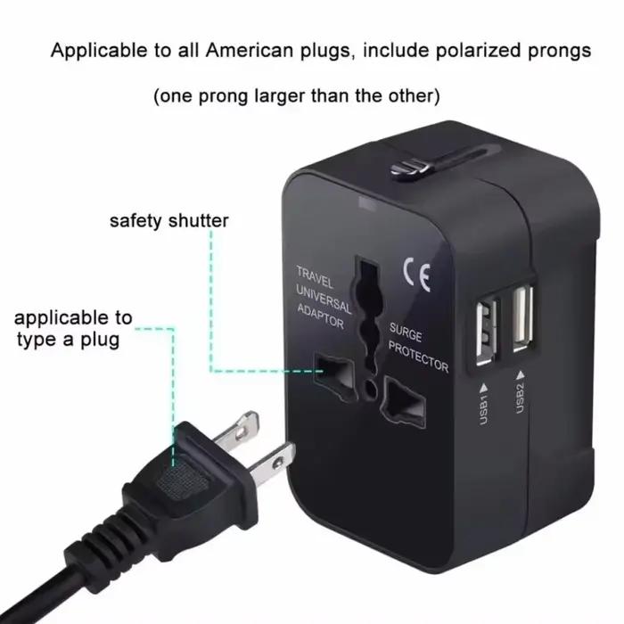 Chargeur de Voyage Universel avec Deux Ports USB Compatible EU US UK AU Occasions Spéciales et Pratique Pour Voyages Familiaux et Business Trips