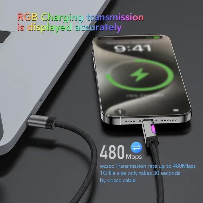 Câble de charge rapide RVB avec lumière ambiante RVB SnapUSB Type C pour smartphones et ordinateurs portables occasions spéciales