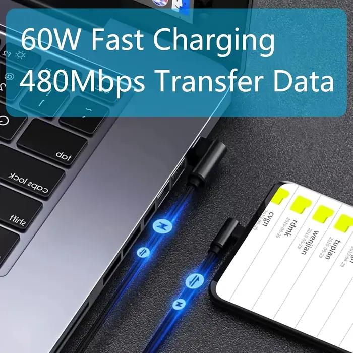 Câble USB-C vers C double en forme de L LAIHONEN 60W