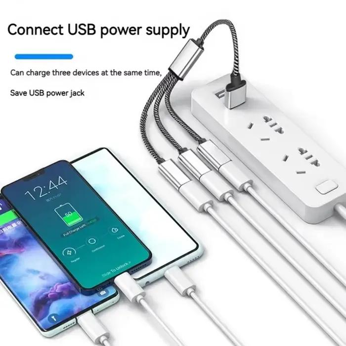 Répartiteur Portable USBC mâle vers Double USB C femelle 3 en 1