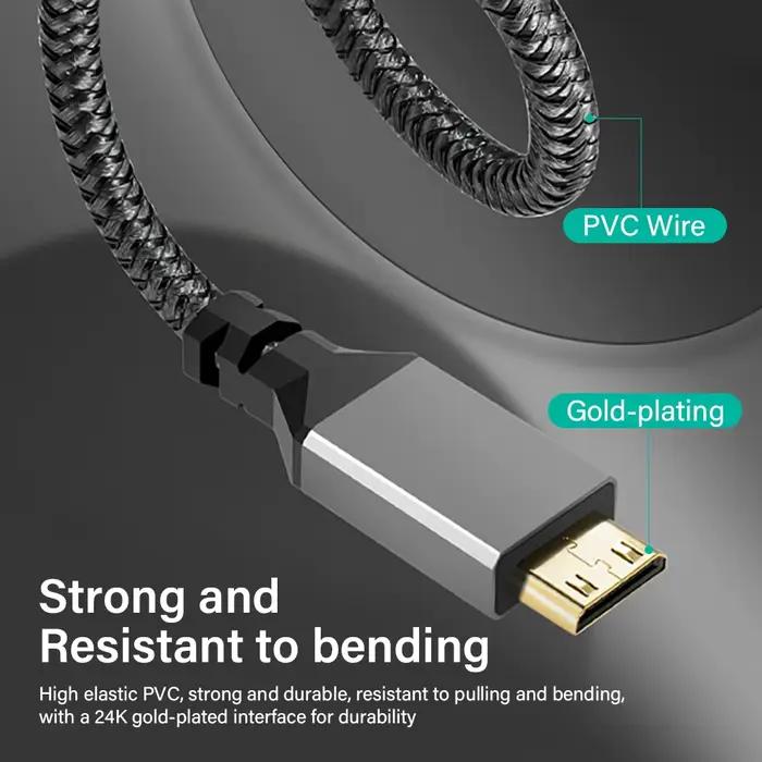 Câble Mini HDMI vers HDMI 2.0 4K 60Hz pour Téléviseurs Moniteurs Lecteurs DVD Appareils Photo Haute Qualité Audiovisuelle