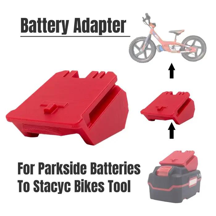 Adaptateur pour batteries Stacyc / Parkside. Compatible avec tous les vélos