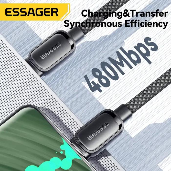 Essager 100w câble de données de charge rapide rétractable magnétique Type C à C