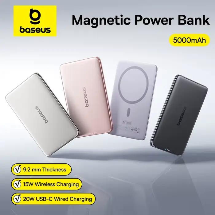 Batterie externe Baseus 5000mAh ultra-fin avec charge rapide filaire et sans fil pour iPhone Samsung voyage et occasions spéciales