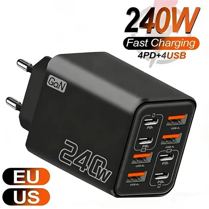 Chargeur USB C GaN 240W 8 en 1