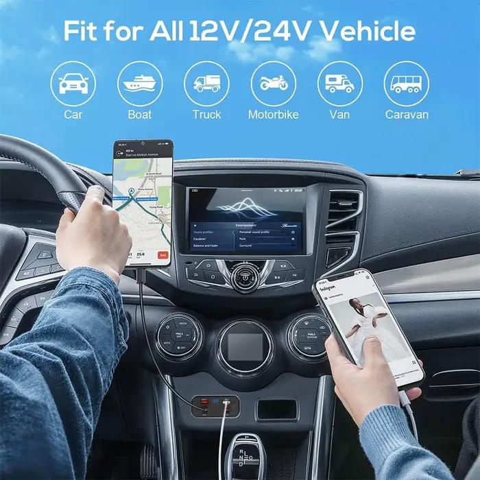 Chargeur rapide double USB QC3.0 PD Type C 3.1A avec interrupteur, panneau d'alimentation 6 ports pour bus, VTT, voiture, camion, marine