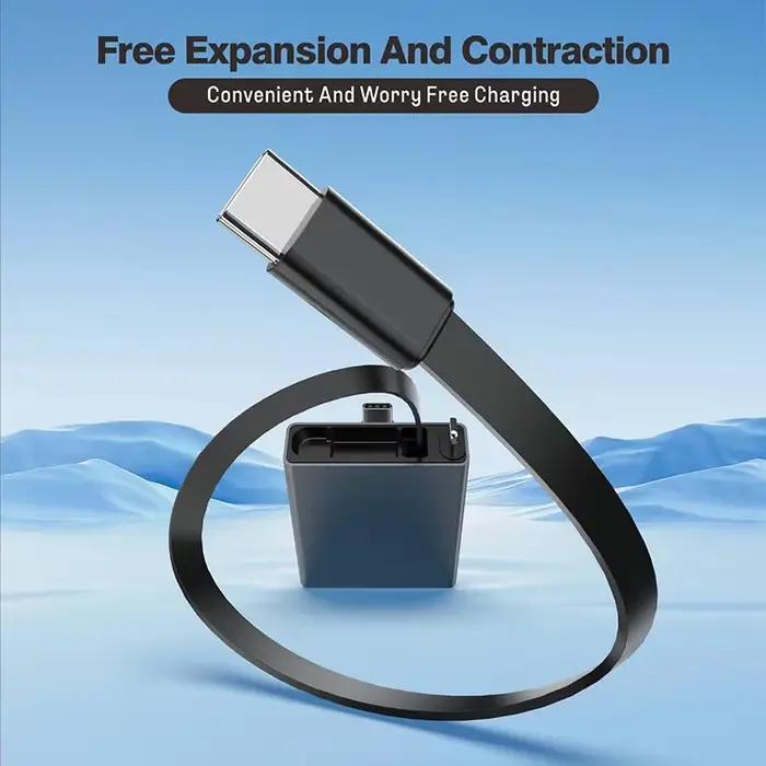 Câble USB rétractable Type C 60W PD à charge rapide pour iPhone 17 16 15 14 13