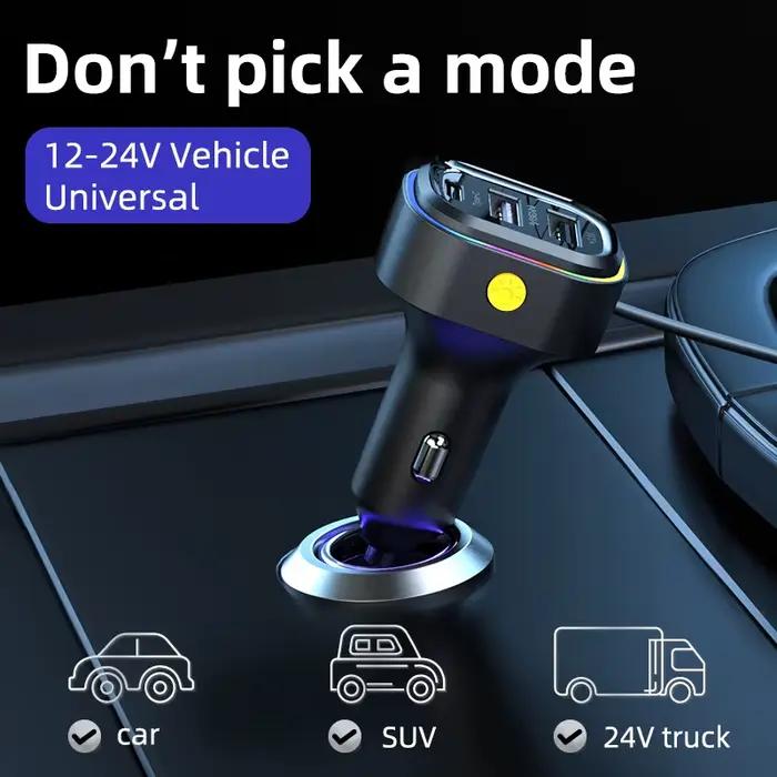 Extension avant-arrière, chargeur de voiture 6 ports, lumière RGB, charge rapide PD, adaptateur USB Type C pour iPhone et tablette