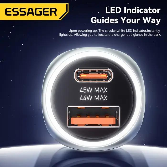 Essager USB C chargeur de voiture 89W 2 Ports Charge Super rapide PD QC 3.0